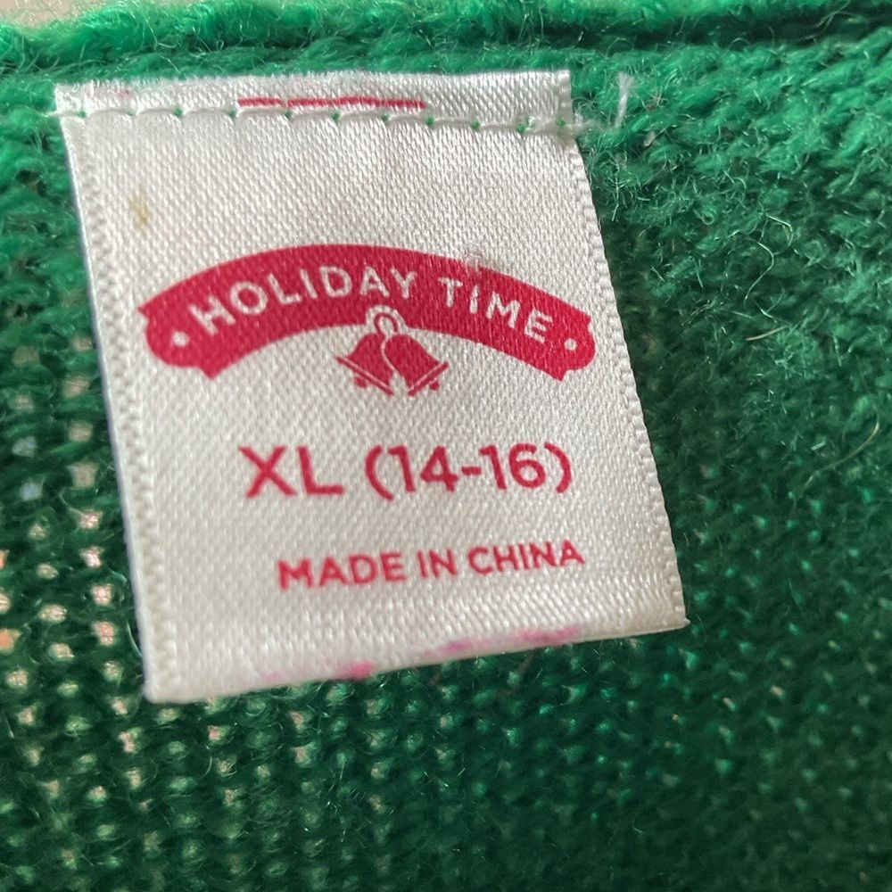Festive Knit Green Christmas Santa Crewneck Size XL 14-16 - Picture 14 of 16
